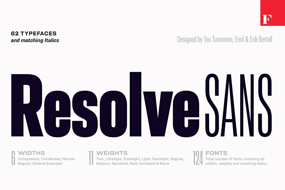 Resolve Sans字体全套124字重 by Fenotype