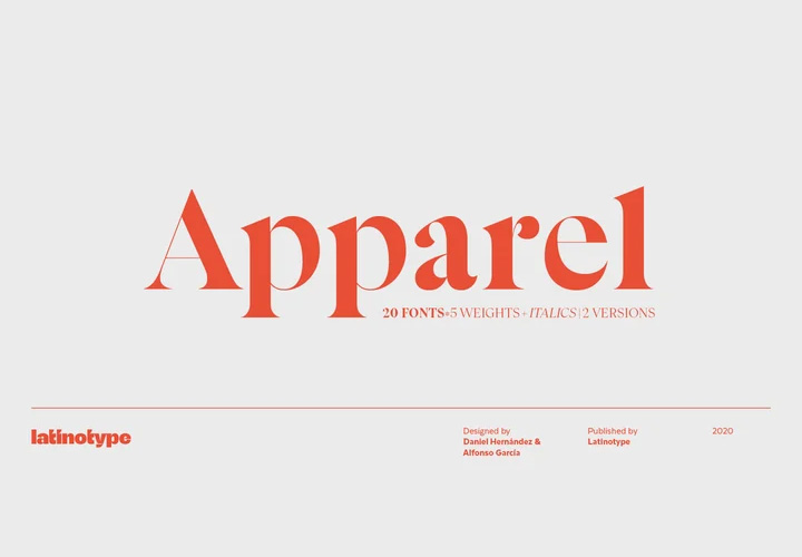 Apparel字体全套20字重  现代 优雅新鲜的衬线字体 by Latinotype