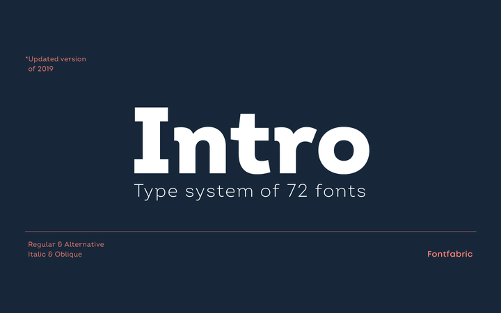 Intro 字体全套72字重  by Fontfabric