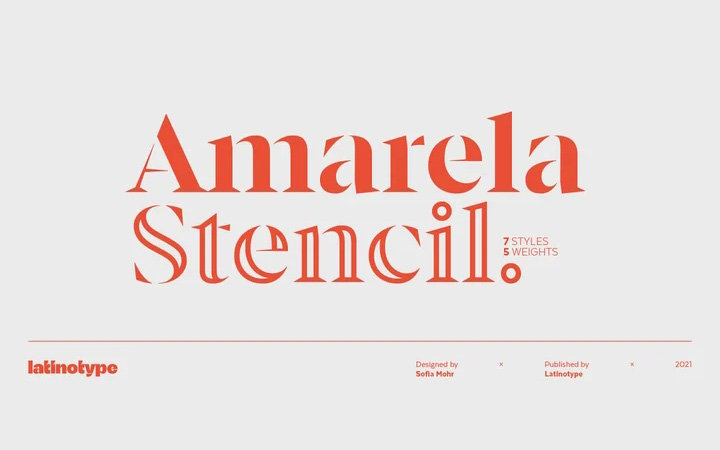 Amarela Stencil字体全套7字重 by Latinotype