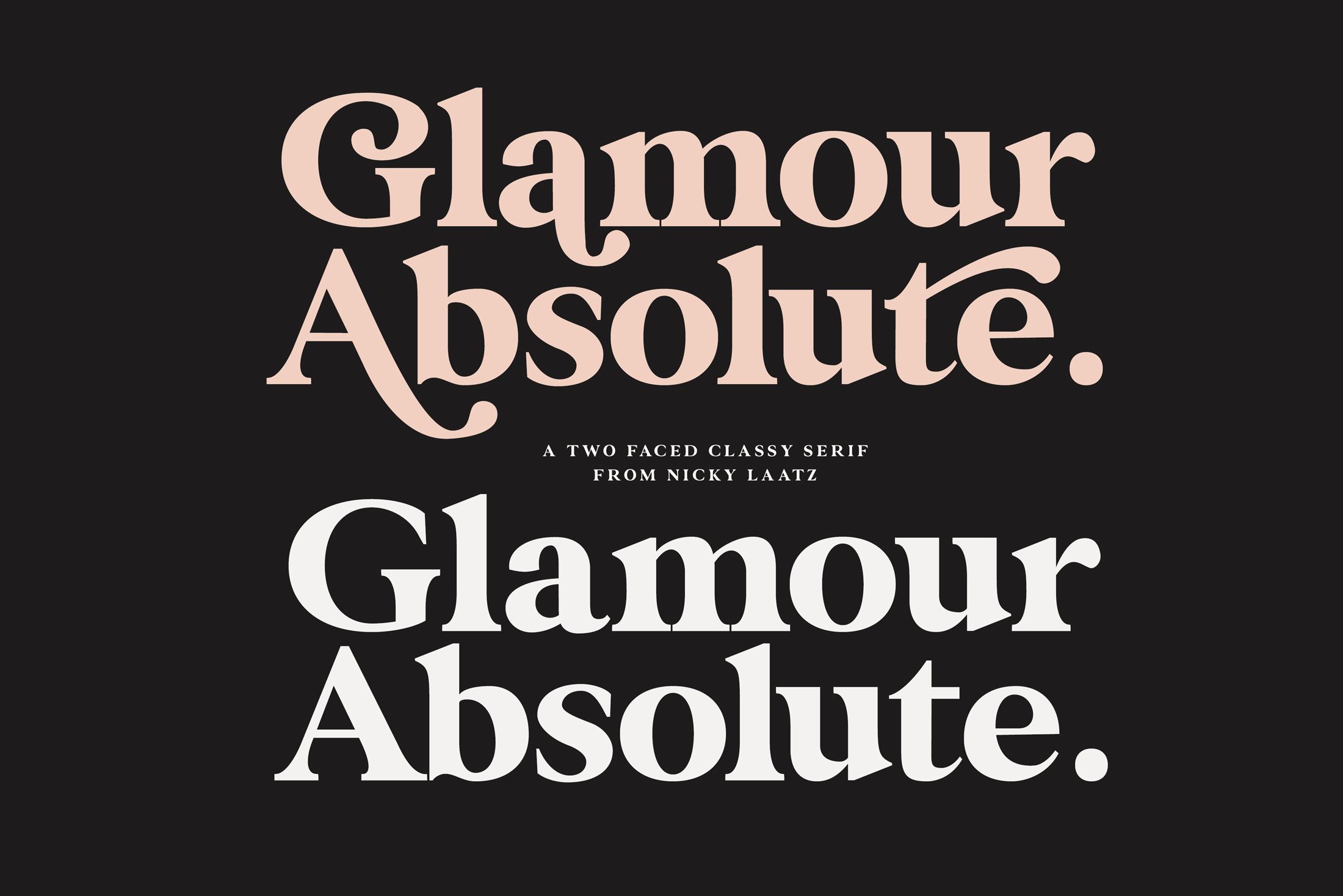 Glamour Absolute字体全套3字重 现代和复古曲线衬线体 by Nicky Laatz