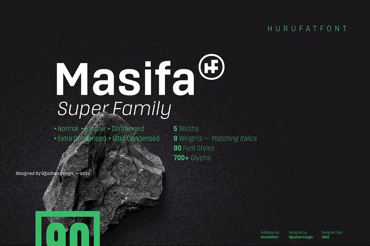 Masifa字体全套 紧凑，简单 实用且中性 by Hurufatfont