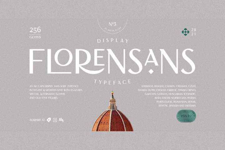 Florensans 无衬线字体  典雅 现代风格 带有连字 by Milan Pleva