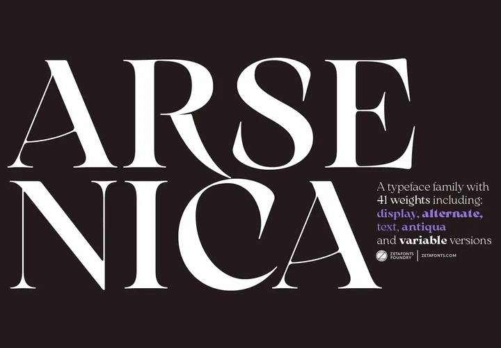 Arsenica字体全套43字重 衬线字体 by Zetafonts