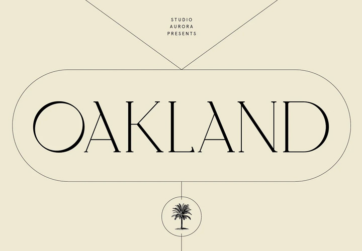 Oakland  现代、古怪和装饰性的显示衬线字体 By Studio Aurora