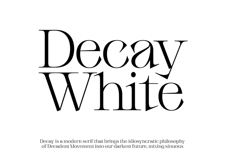 Decay White 字体全套2字重 现代衬线字体 By Due Studio
