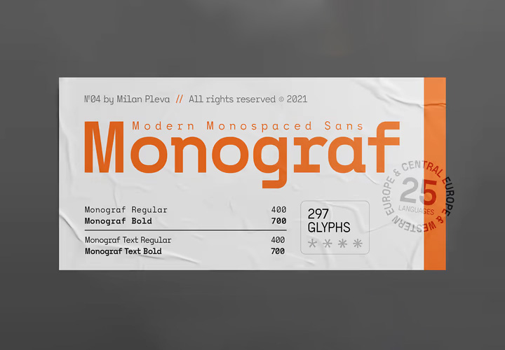Monograf 固定宽度的等宽字体 by Milan Pleva