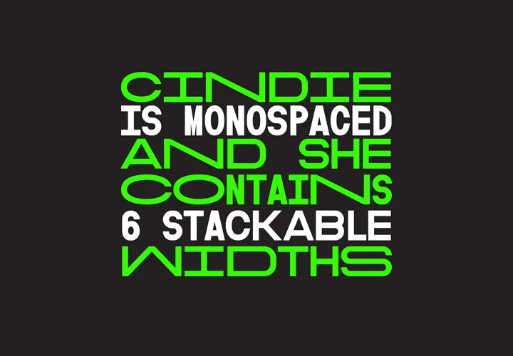 Cindie Mono字体全套6字重  多宽度显示字体  by Lewis McGuffie Type