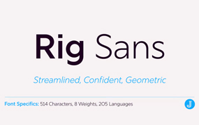 Rig Sans字体全套16字重 流线型的几何字体  by Jamie Clarke Type