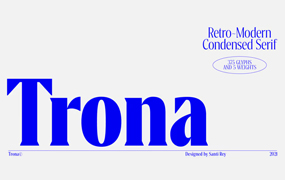 Trona字体全套5字重   复古现代的浓缩衬线  by Santi Rey