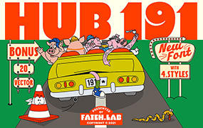 Hub 191字体全套4字重 | 潮流欢快的卡通风字体  By Fateh.Lab