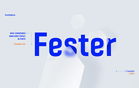 Fester字体全套17字重  光滑的线条和锋利的终端几何形状  by Fontfabric