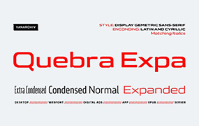 Quebra Expa字体全套20字重 扩展显示无衬线字体系列  by Vanarchiv