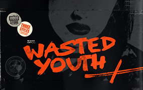 Wasted Youth字体全套4字重  多功能的笔刷字体 by Wing’s Art Studio