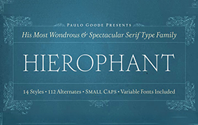 Hierophant字体全套16字重  含可变字形*2   人文主义的衬线字体家族 by Paulo Goode