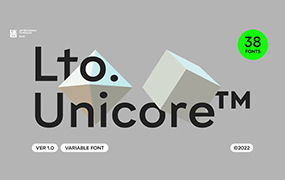 Lto.Unicore字体全套38字重  含可变字形*2    几何无衬线字体   by Letter Omega Typefoundry