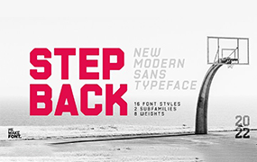 Stepback字体全套18字重 现代而独特运动粗壮字体 by We Make Font