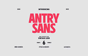 Antry Sans字体全套字重 很酷的大写无衬线字体  by Mans Greback
