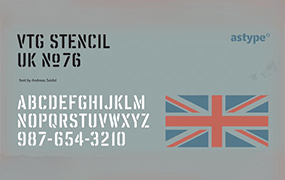 Vtg Stencil UK No. 76字体全套4字重 by astype