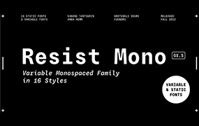 Resist Mono字体全套18字重 含可变字形 by Groteskly Yours